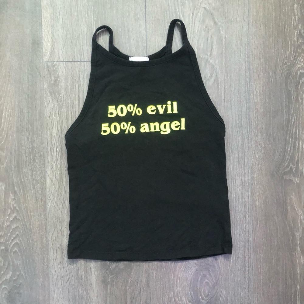 crop tank with writing